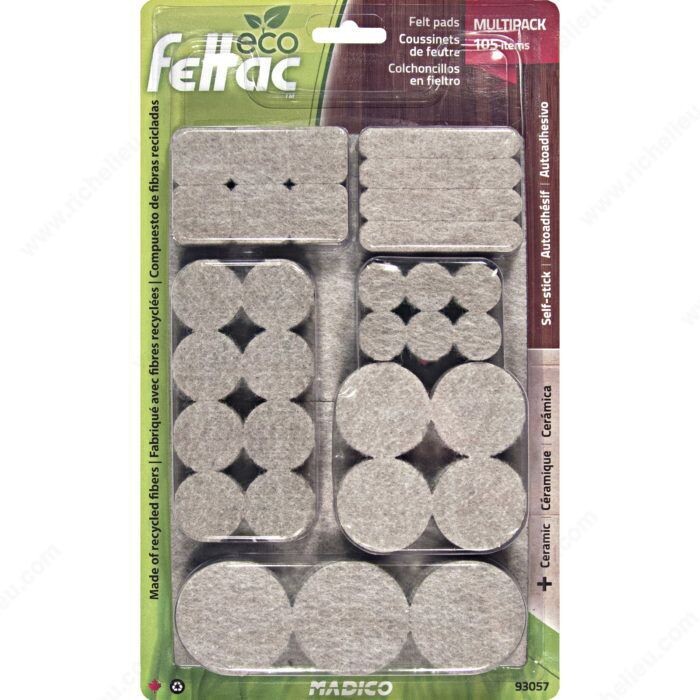Feltac floor saver multipack for furniture legs, 105 pieces.