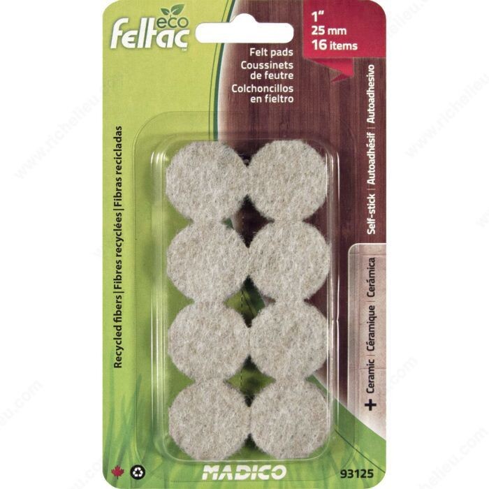 1 Inch round felt floor saver pads, pack of 16.