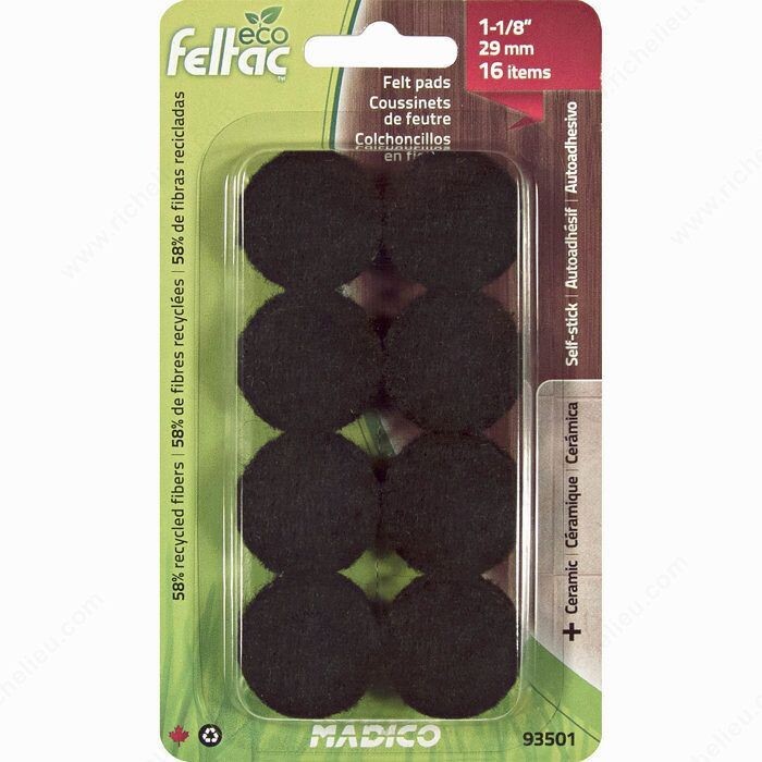 1-1/8 inch black round felt pads.