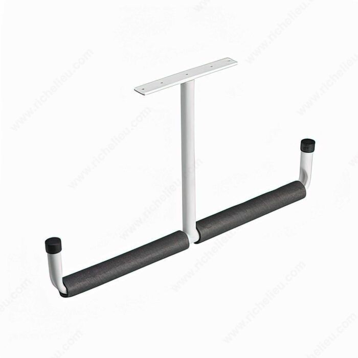 17 inch white overhead storage hanger for garage organization.