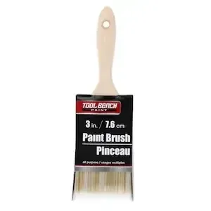 3 inch Tool Bench paint brush with polyester bristles, for latex and trim painting.