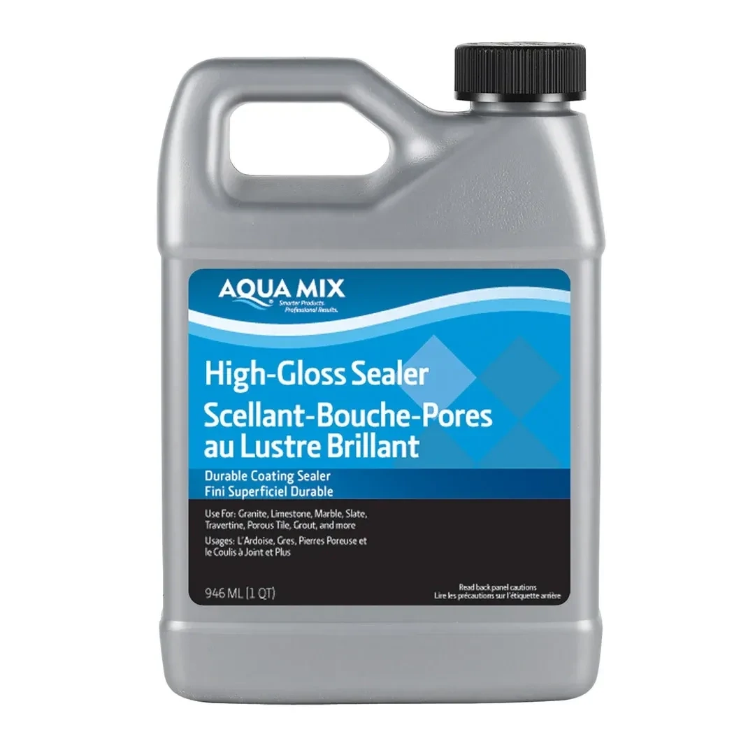 Aqua Mix High Gloss Sealer, 946ml bottle, for stone and tile surfaces.