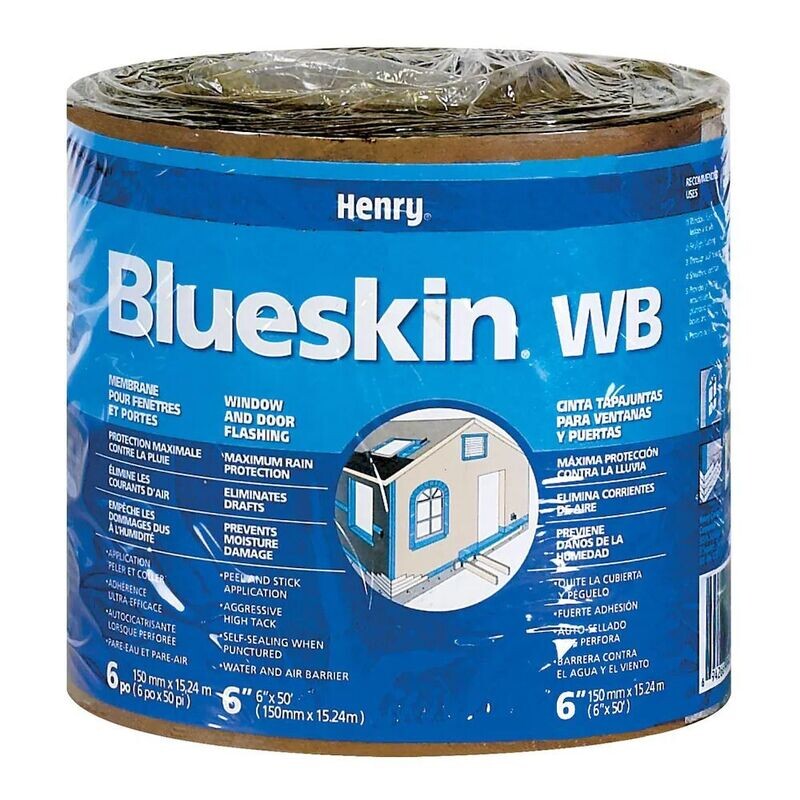6 6 inch by 50 foot Blueskin weather barrier membrane for building waterproofing.