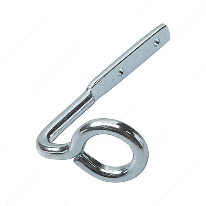 4 inch zinc binding rope hook for securing tie-down ropes.