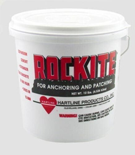 10 lb tub of Rockite expansion cement for setting posts and railings.
