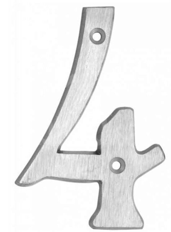 4 inch brushed aluminum house number 4.