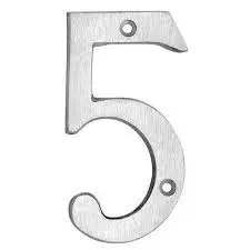 4 inch brushed aluminum house number 5.