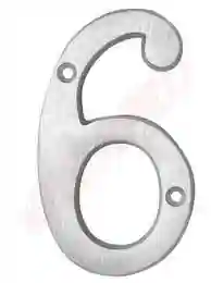 4 inch brushed aluminum house number 6.