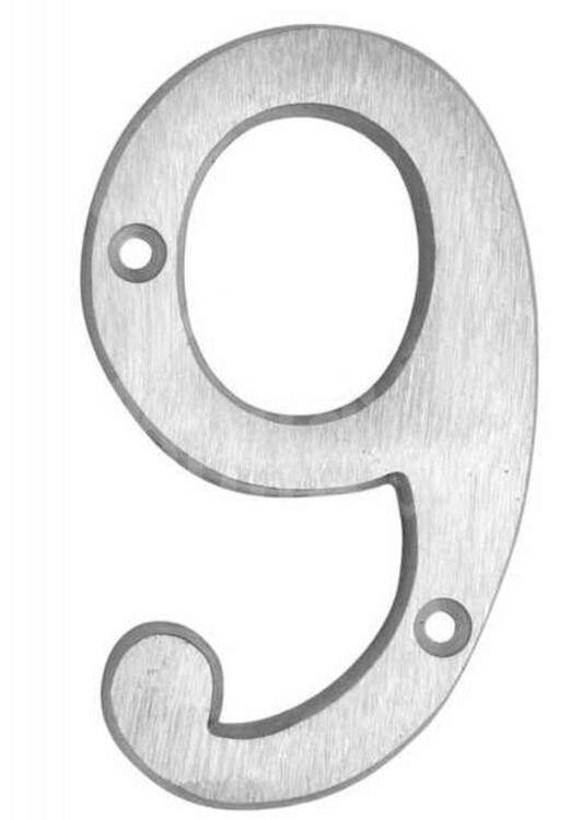 4 inch brushed aluminum house number 9.