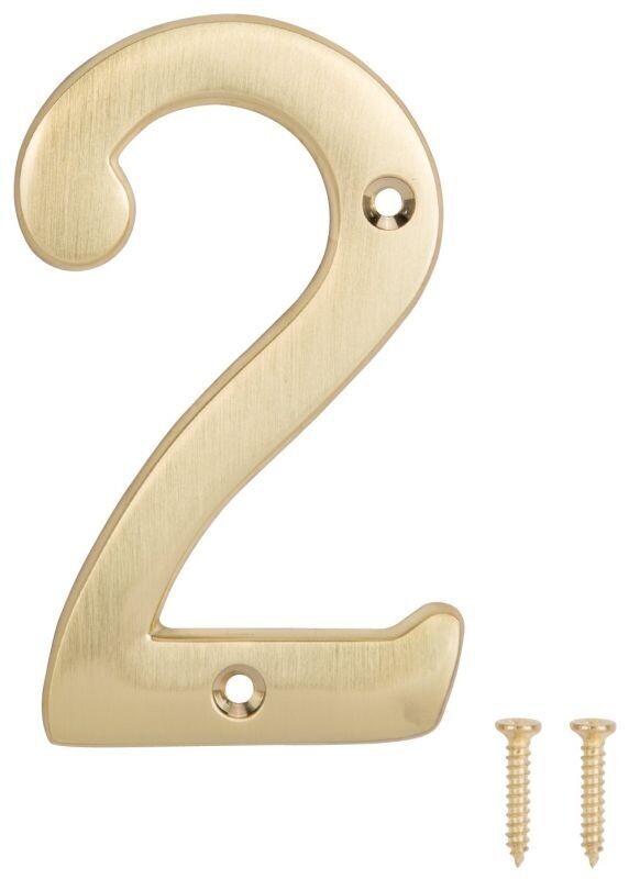4 inch brass house number 2 for address signage.