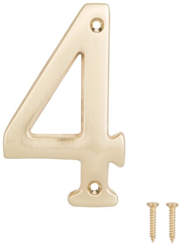 4 inch brass house number 4 for address signage.