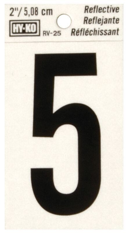 2 Inch number 5 adhesive sticker for address or unit signage.