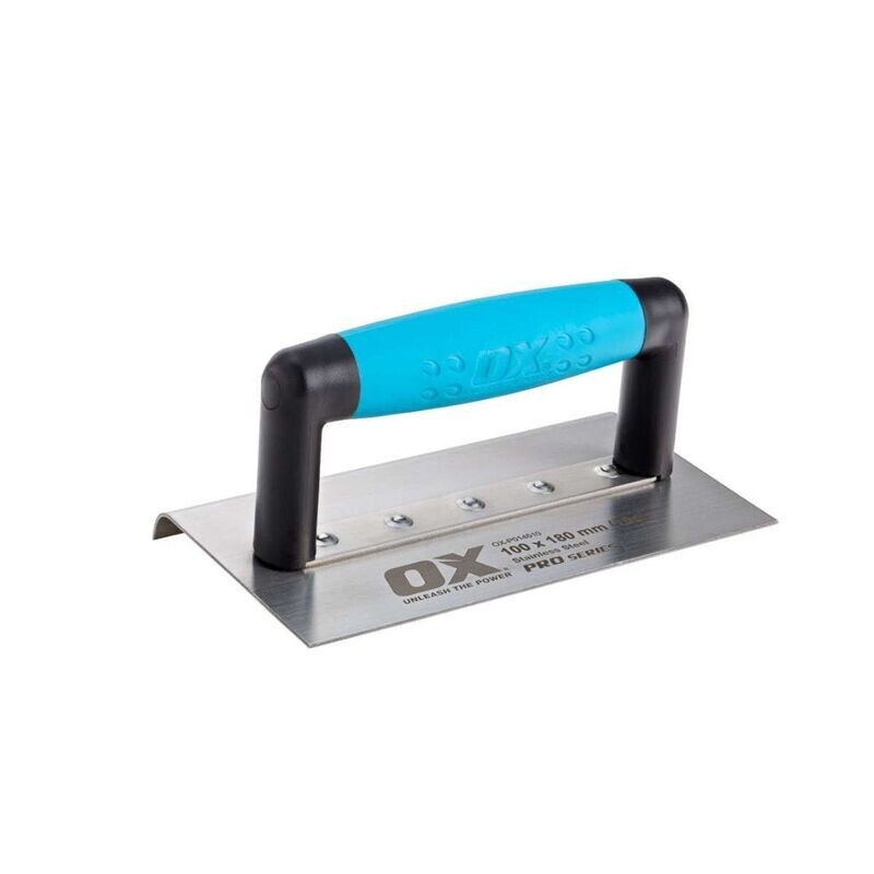 4 4 inch by 7 inch OX Pro medium edger for rounding fresh concrete edges.