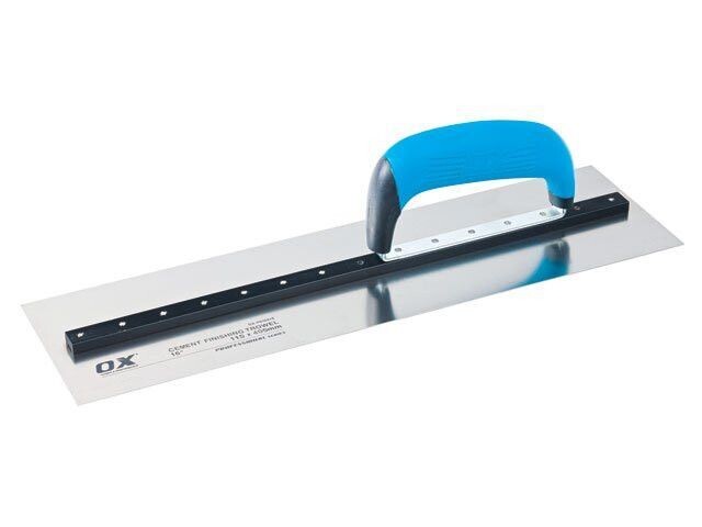 Cement finishing trowel, 14 inch blade, for smoothing concrete.