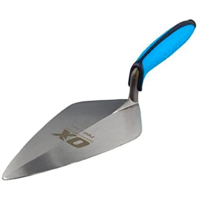 9 inch OX narrow brick trowel for mortar work in tight joints.