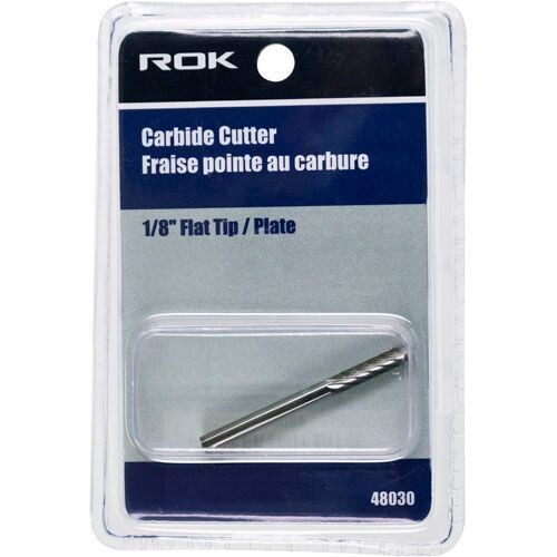 1/8 inch carbide cutter with a flat tip.