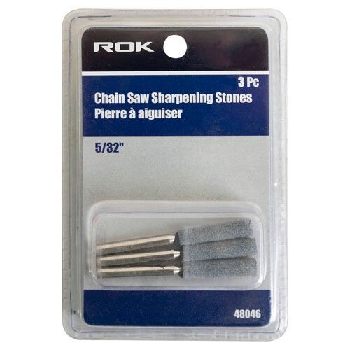 5/32 Inch Rok Chainsaw Sharpening Stones, a 3 piece set for maintaining chain sharpness.
