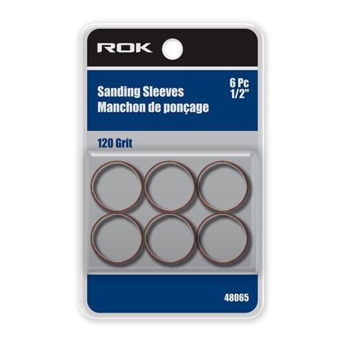 1/2 inch sanding sleeve, 120 grit, pack of 6.
