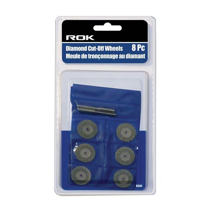 Set of 8 diamond cut off wheels for cutting tile, stone, and metal.