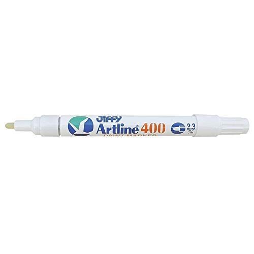 White Jiffy marker for metal, glass, and plastic.