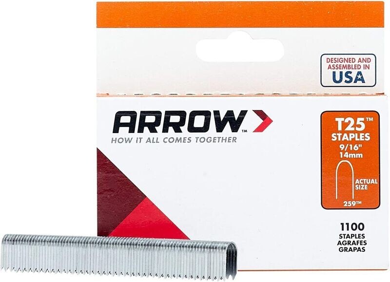 3/8 3/8 inch staples for Arrow T-25 staple guns.