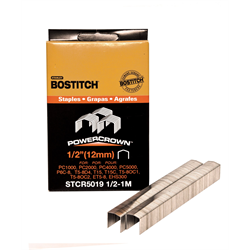 Bostitch half inch crown staples, 12 millimetre length, for staple guns.