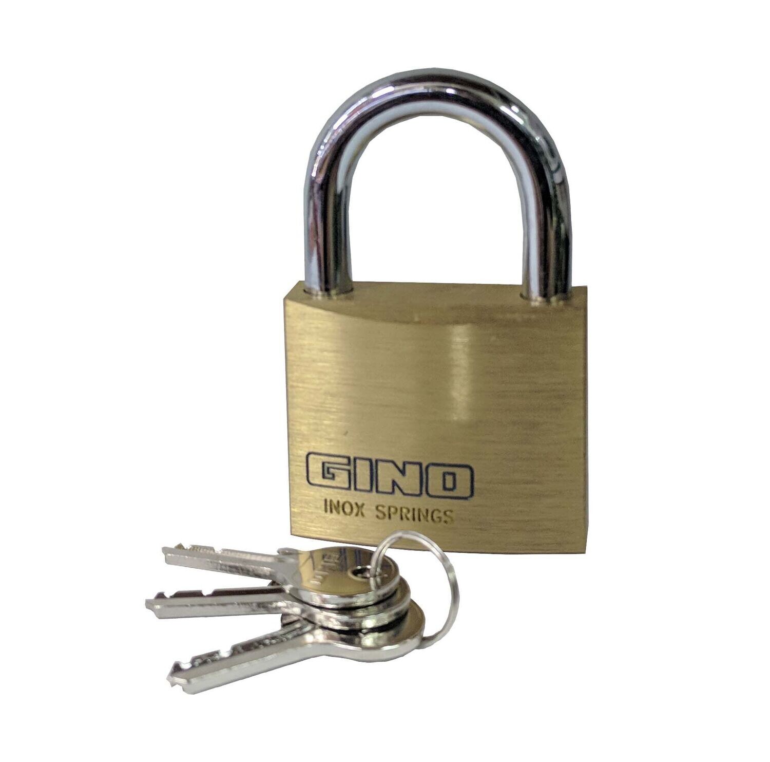 Gino 2 inch brass padlock, keyed alike.