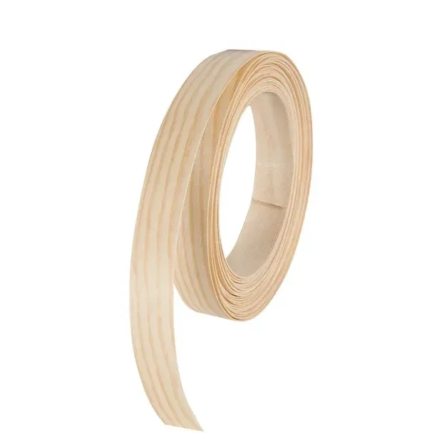 13/16 Inch by 25 Foot Pine Veneer Edge Banding. Iron-on tape for finishing plywood edges.