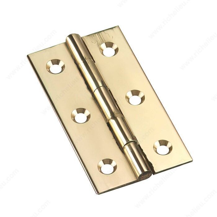 2-1/2 inch solid brass narrow butt hinge for cabinets and light doors.