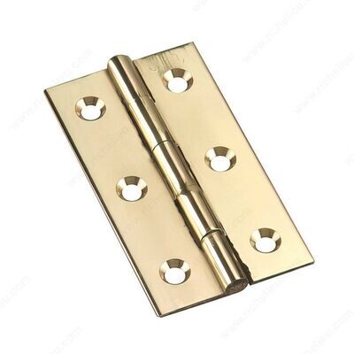 2-1/2 2-1/2 inch solid brass narrow butt hinge for cabinets and light doors.