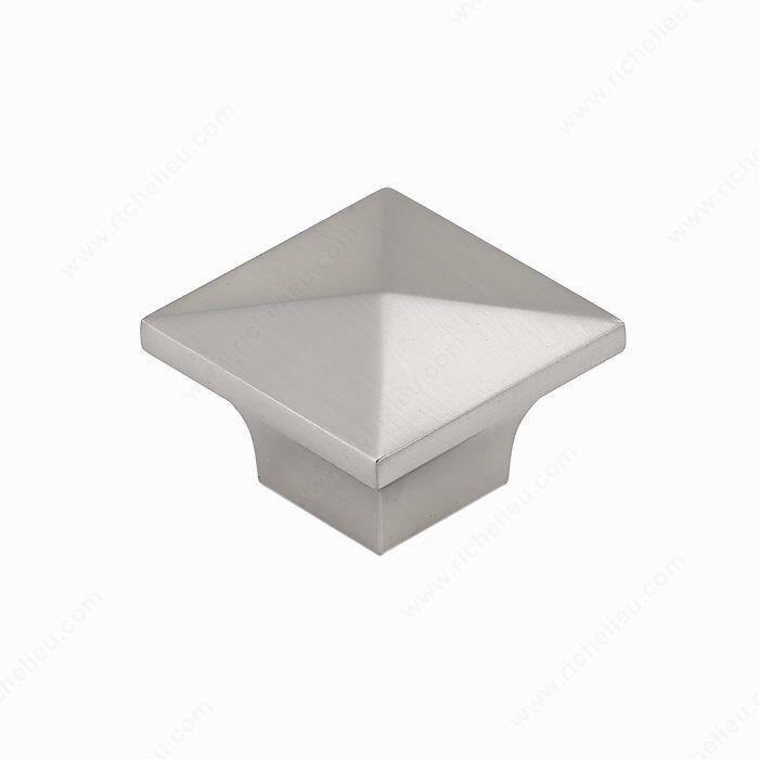 Brushed nickel cabinet knob, for kitchen or bathroom cabinet doors and drawers.