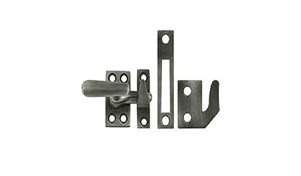 Casement fastener in an antique nickel finish for locking casement windows.