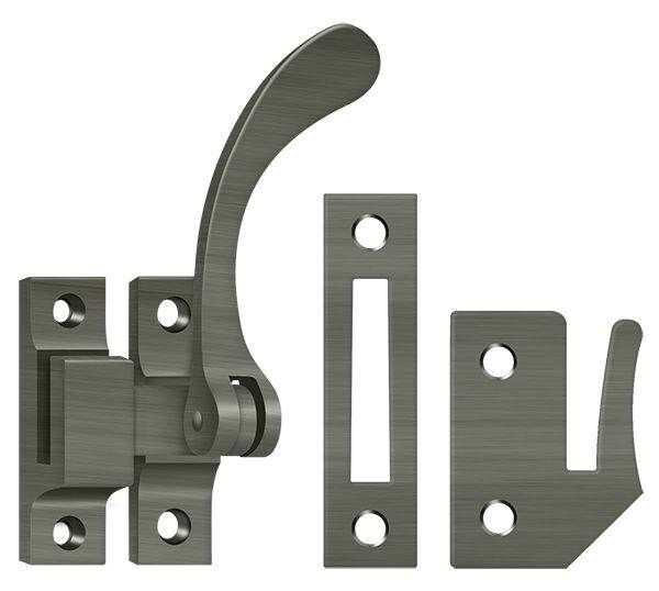 CASEMENT WINDOW FASTENER 4.5 Casement window fastener, 4.5 inch, reversible, satin nickel blackened finish.