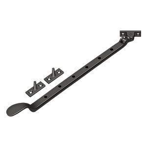 13 Inch colonial style casement stay in black for holding windows open.