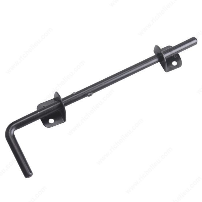 CANE BOLT 12 Black cane bolt, 12 inch length, for securing gates and double doors.