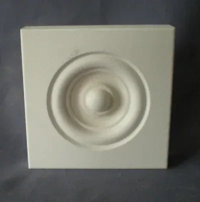 3.5 Inch MDF rosette in contemporary style for door and window trim corners.
