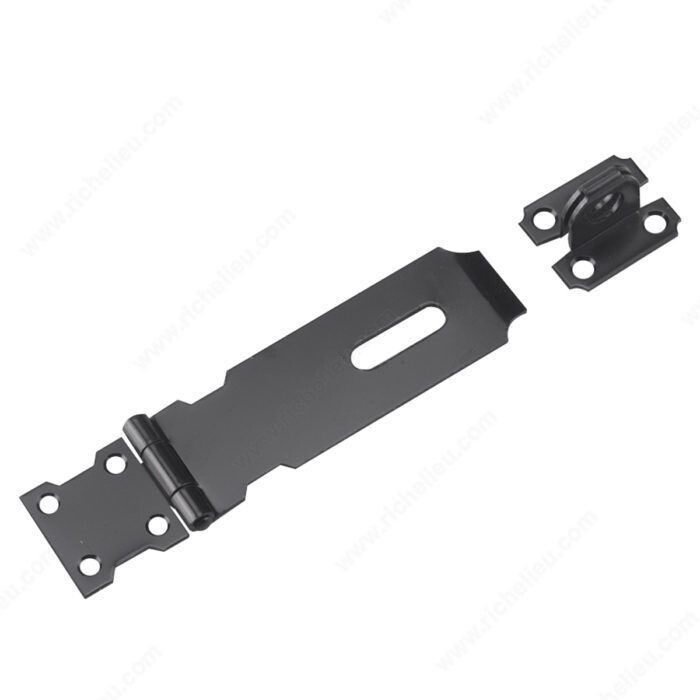 4-1/2 inch black hasp for gates and shed doors.