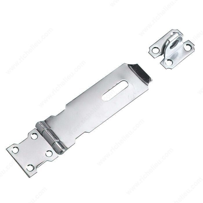 4-1/2 inch zinc hasp for gates, sheds, and toolboxes.