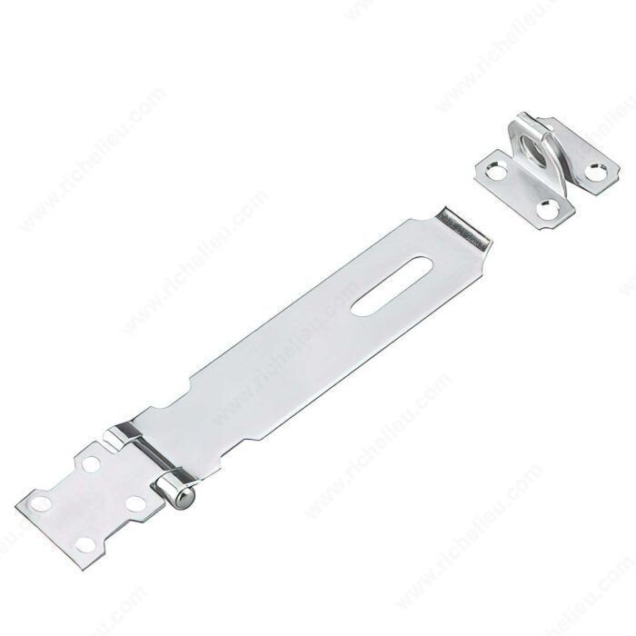 6 inch zinc hasp for securing gates, sheds, and doors.