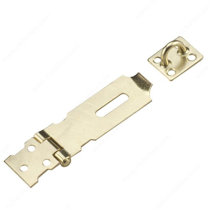 88mm light duty brass hasp for cabinets and small doors.