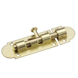 6 inch brass barrel bolt for securing gates and cabinet doors.