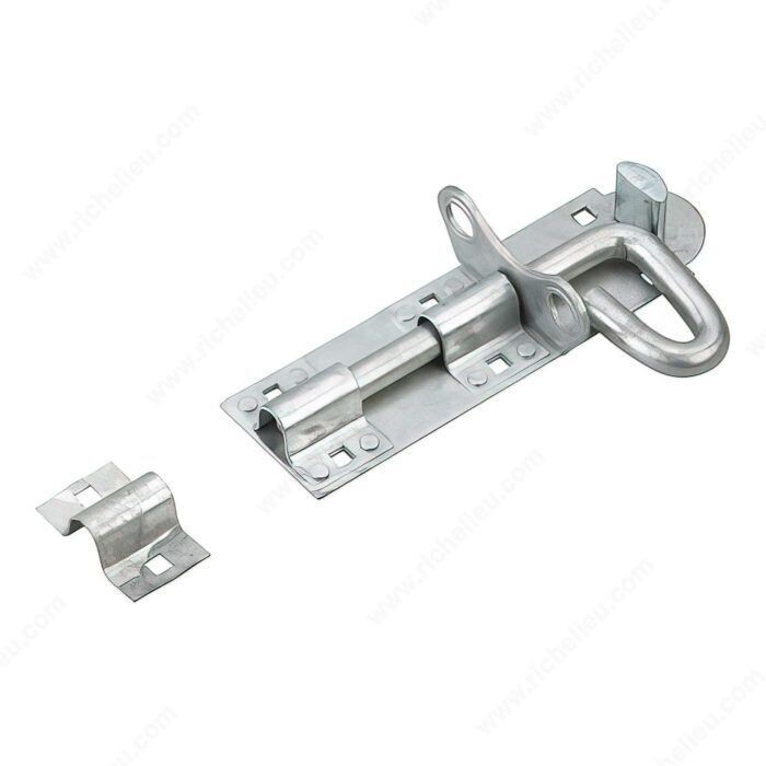 Galvanized padlock bolt for gates and doors.