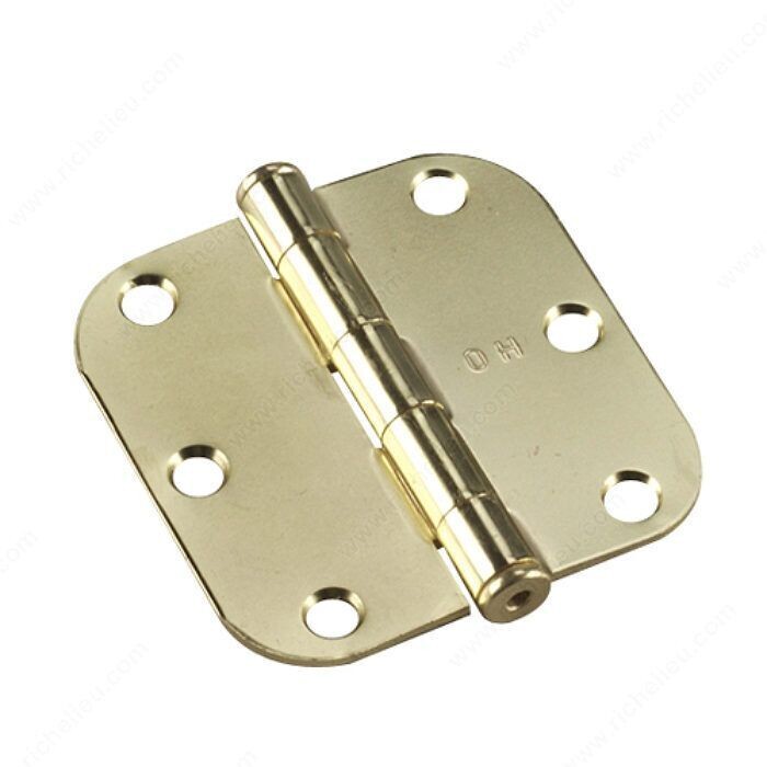 3-1/2 inch butt hinge with 5/8 inch radius corner in brass, for interior doors.