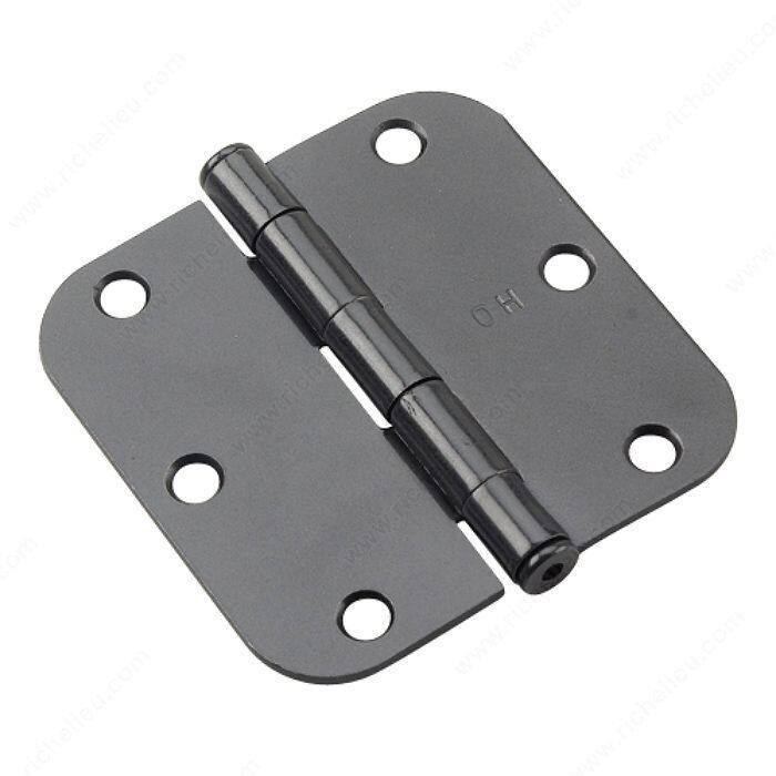 3-1/2 inch butt hinge with 5/8 inch radius corner in black, for interior doors.