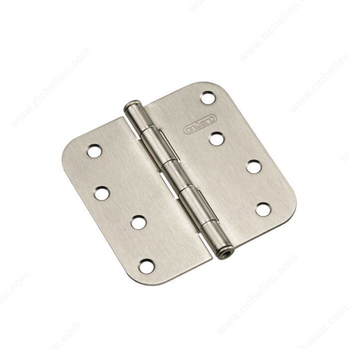 4 inch brushed nickel butt hinge with 5/8 inch radius corners for doors.
