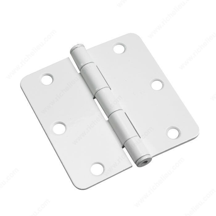 3-1/2 inch butt hinge with 1/4 inch radius corner in white, for interior doors.