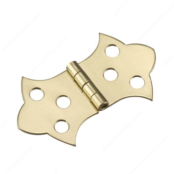 3/4 inch brass butterfly hinge for small cabinet doors and box lids.