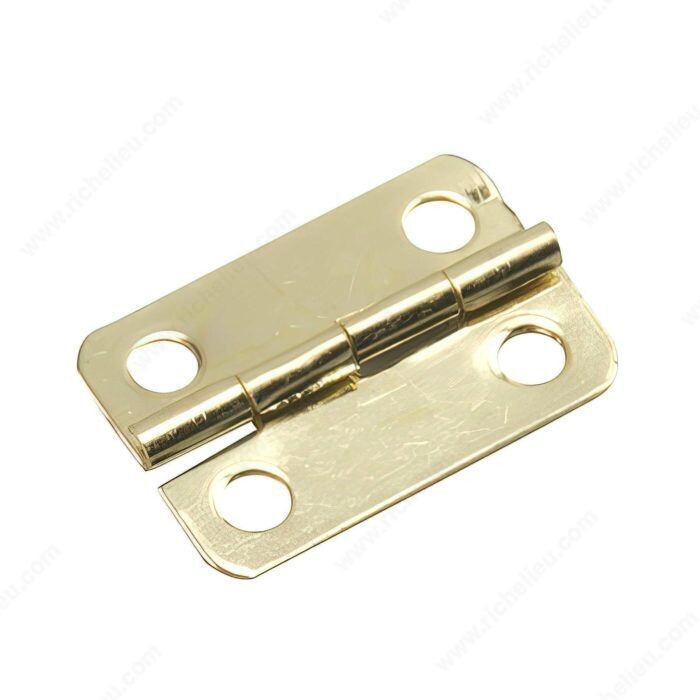 7/8 Inch narrow butt hinge in solid brass for cabinets and small doors.