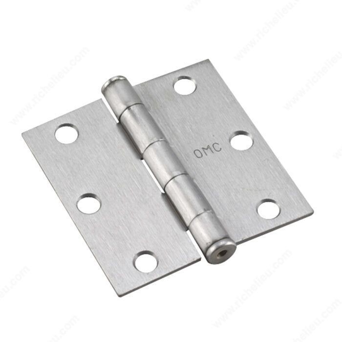 3 3 inch square corner butt hinge in brushed chrome finish for doors and cabinets.