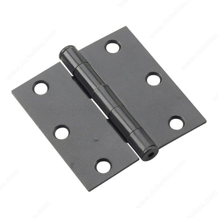 3 3 inch butt hinge with square corners in black finish for interior doors.